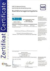 SBH Industriesysteme GmbH Oberhausen Zertifikat QM 9001