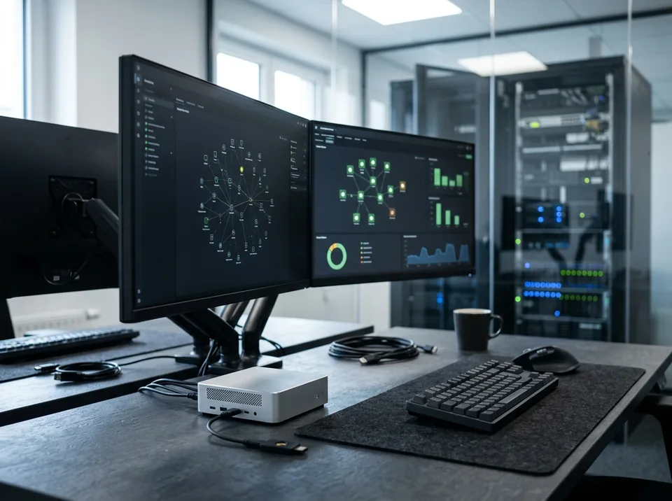 Zentrale Überwachung der Unternehmenssicherheit am Administrations-Arbeitsplatz